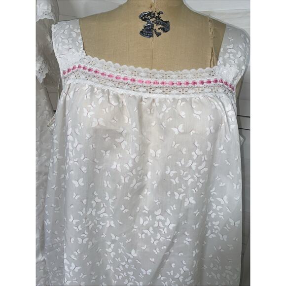 VTG 2 Piece Night Gown Robe Duster Dressing Gown Lace Cotton Cottage Set Sz XL - Picture 3 of 12